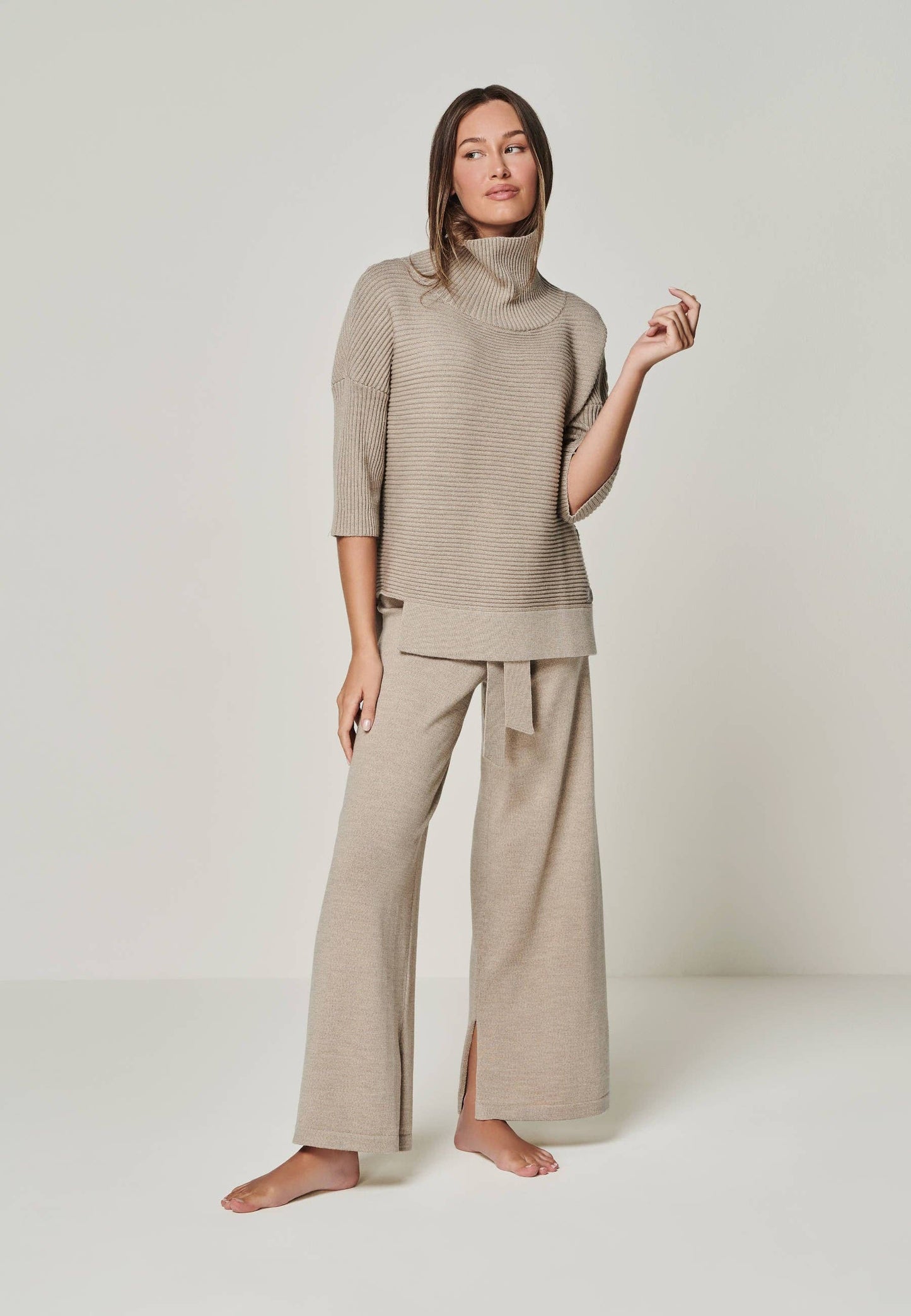 Asymmetric Merino Turtleneck
