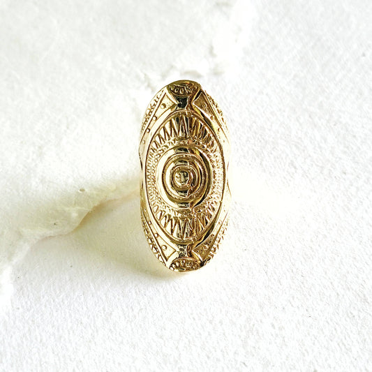 Brass ornate sun band  ring handcrafted tribal ethnic