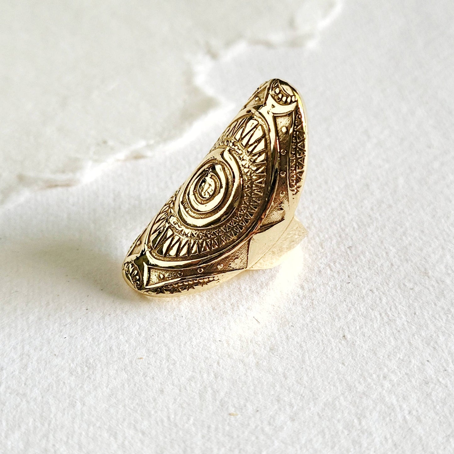 Brass ornate sun band  ring handcrafted tribal ethnic