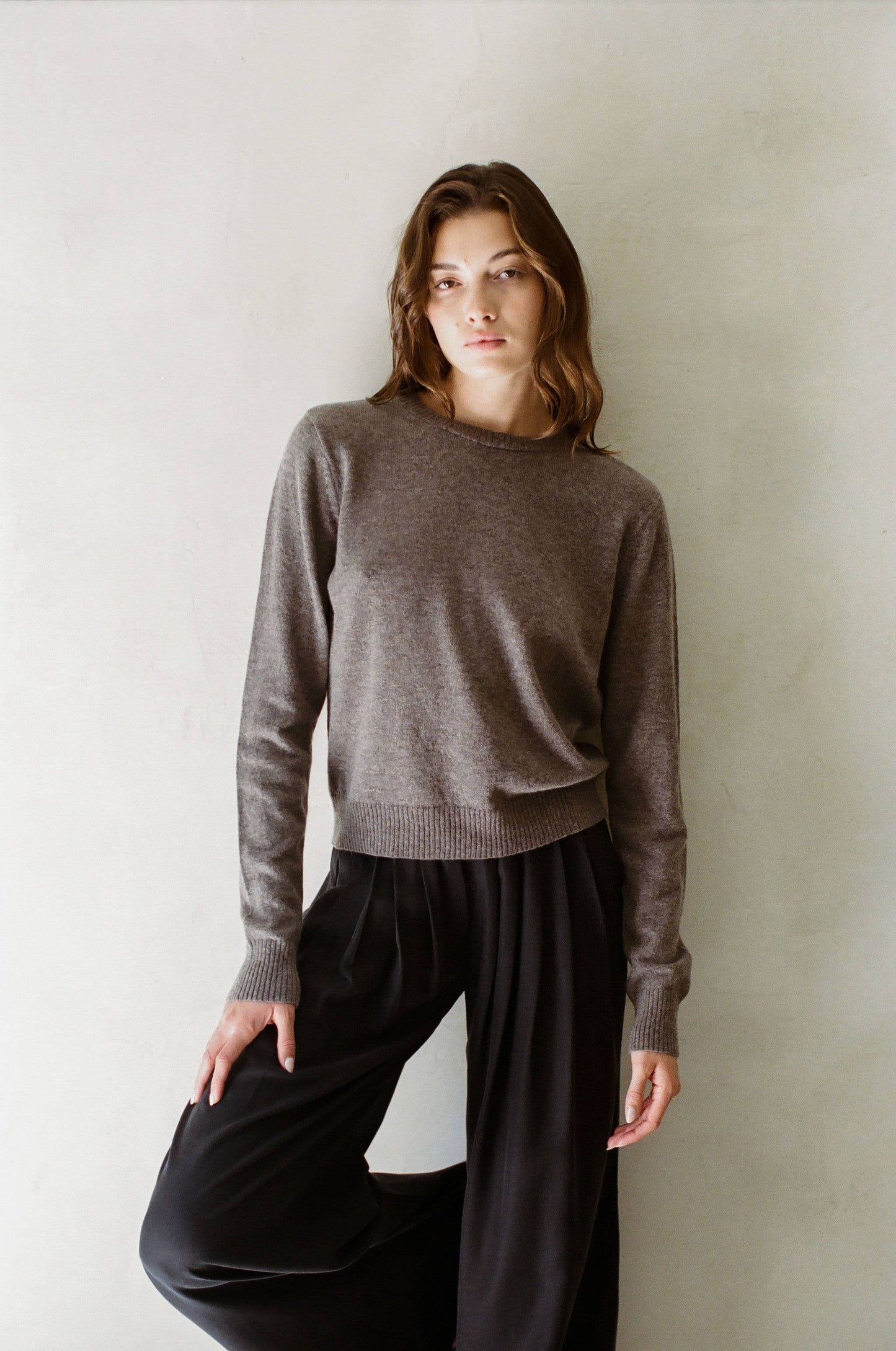 Knit 100% Cashmere Long Sleeve Pullover Top