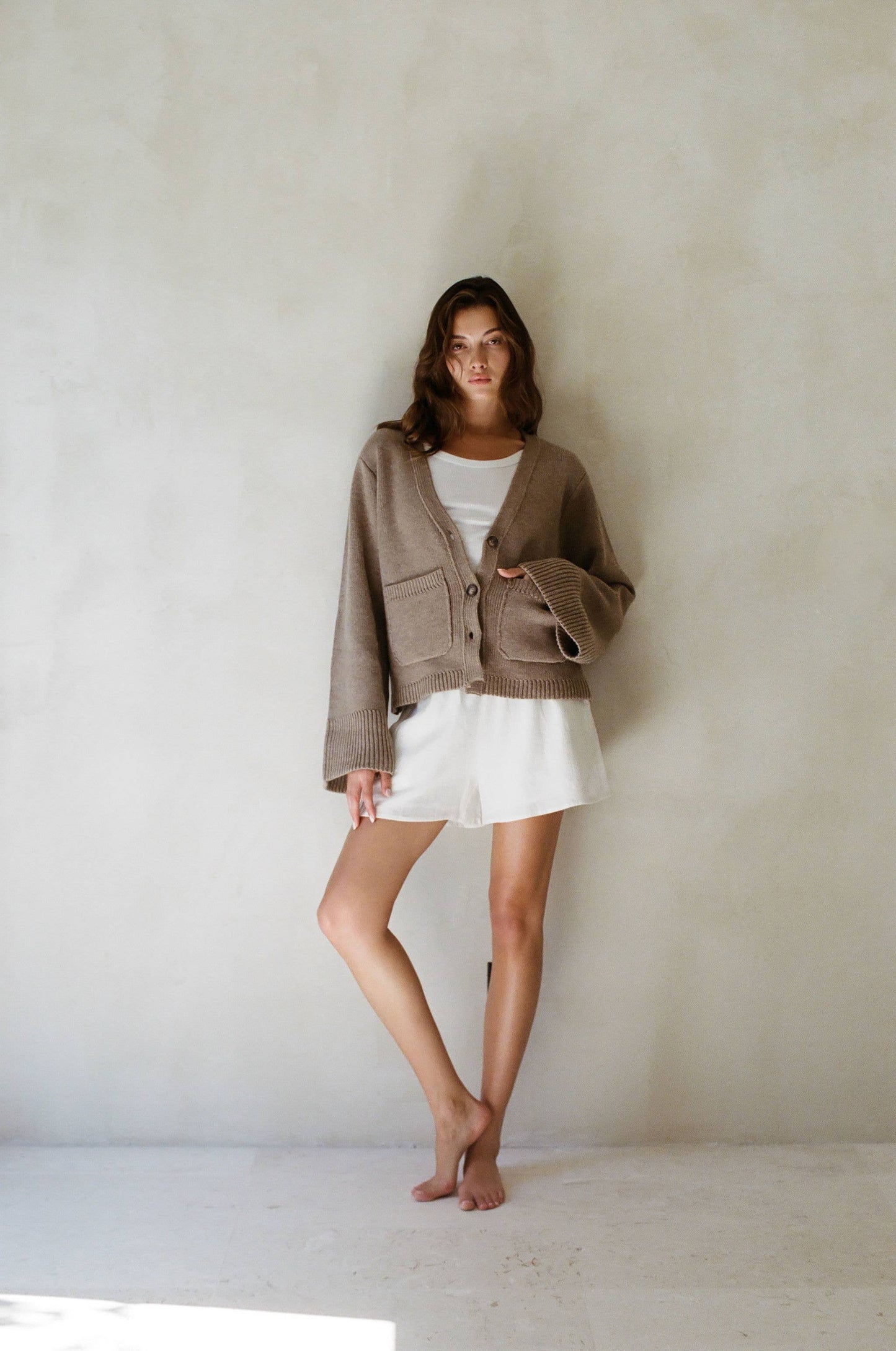 Essential Knit Wool Cashmere Button Down Cardigan Top