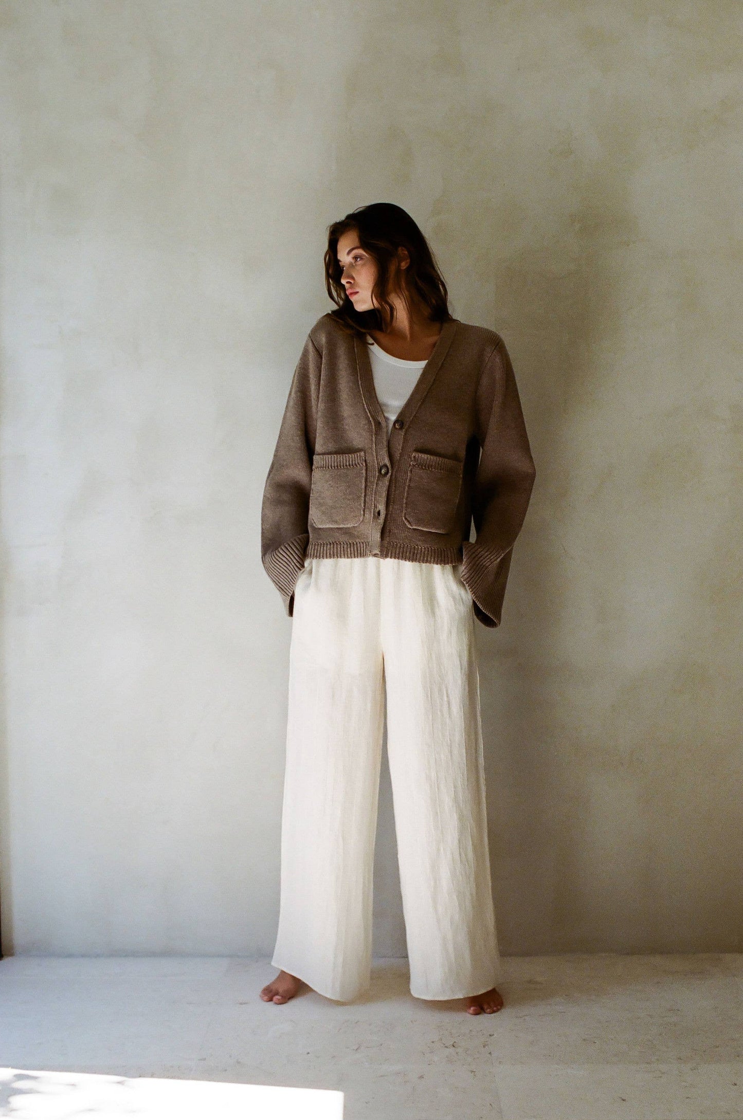 Essential Knit Wool Cashmere Button Down Cardigan Top