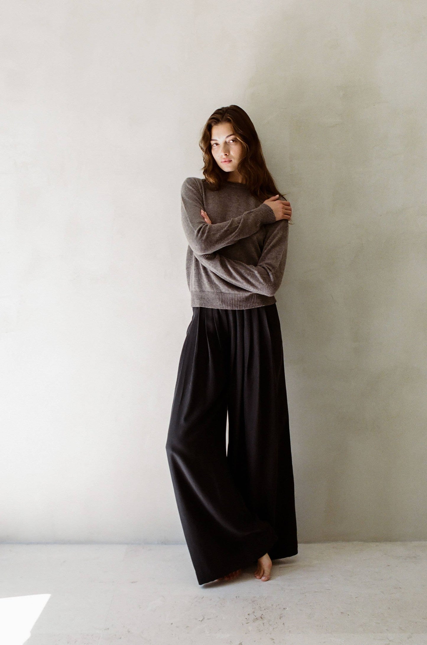 Knit 100% Cashmere Long Sleeve Pullover Top