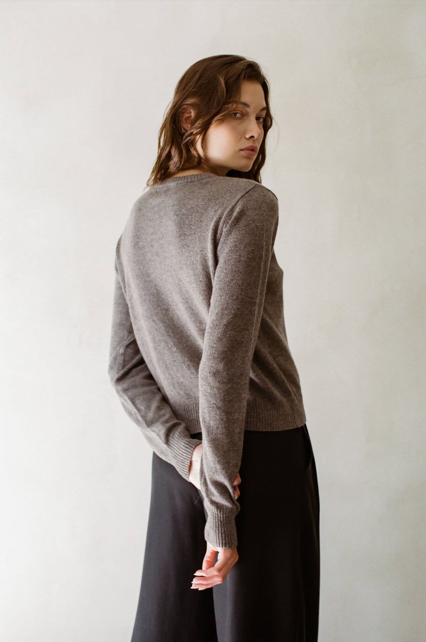 Knit 100% Cashmere Long Sleeve Pullover Top