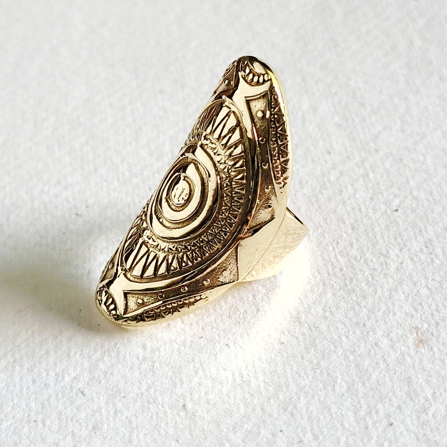 Brass ornate sun band  ring handcrafted tribal ethnic