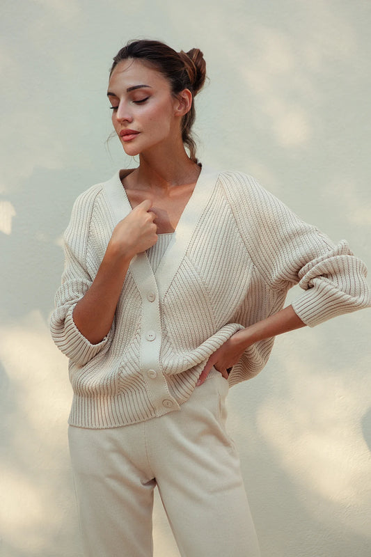 Rich Textured Geometric Cardigan