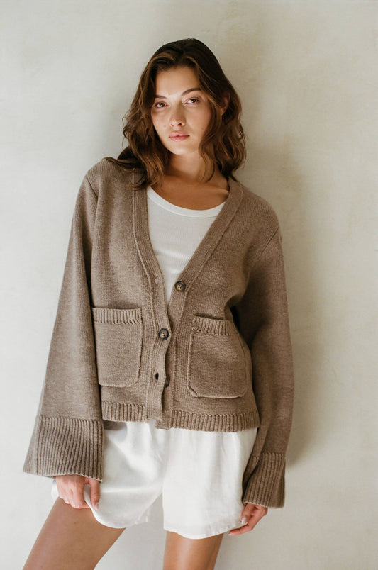 Essential Knit Wool Cashmere Button Down Cardigan Top