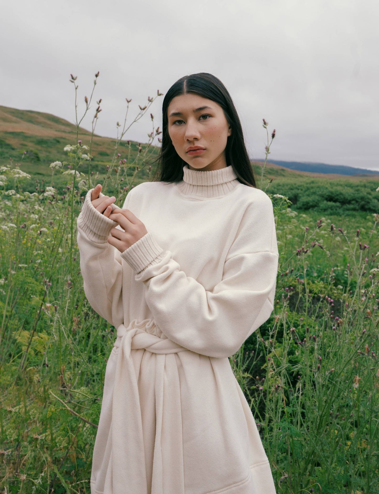 Cotton Fleece + Hemp Rib Organic Turtleneck