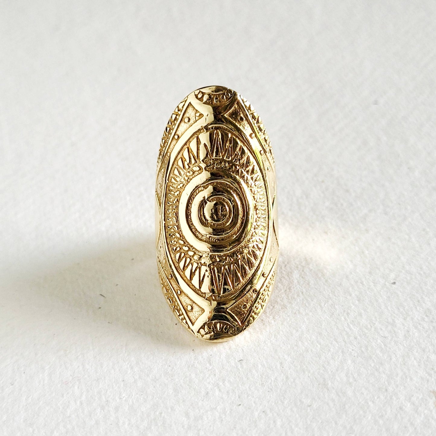 Brass ornate sun band  ring handcrafted tribal ethnic